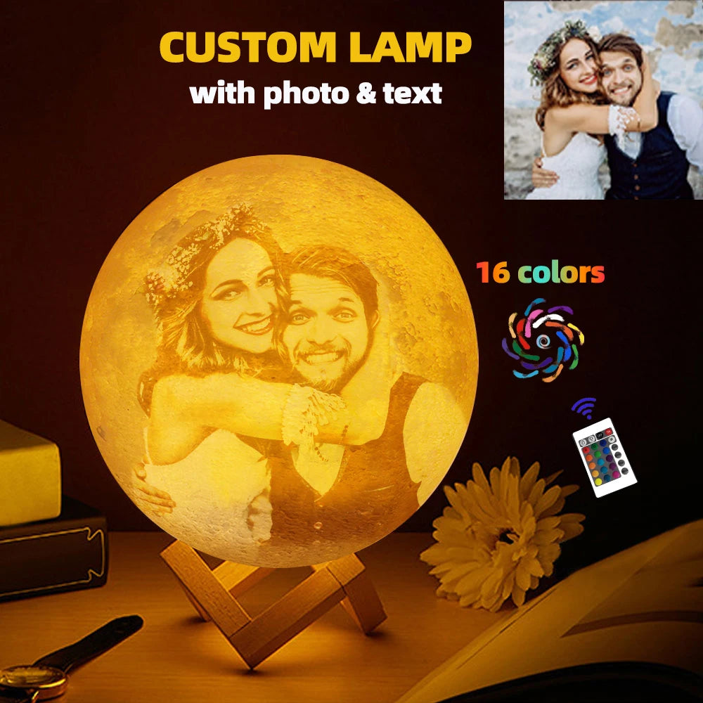Printing Moon Lamp Customized Photo Text Night Light USB Rechargeable