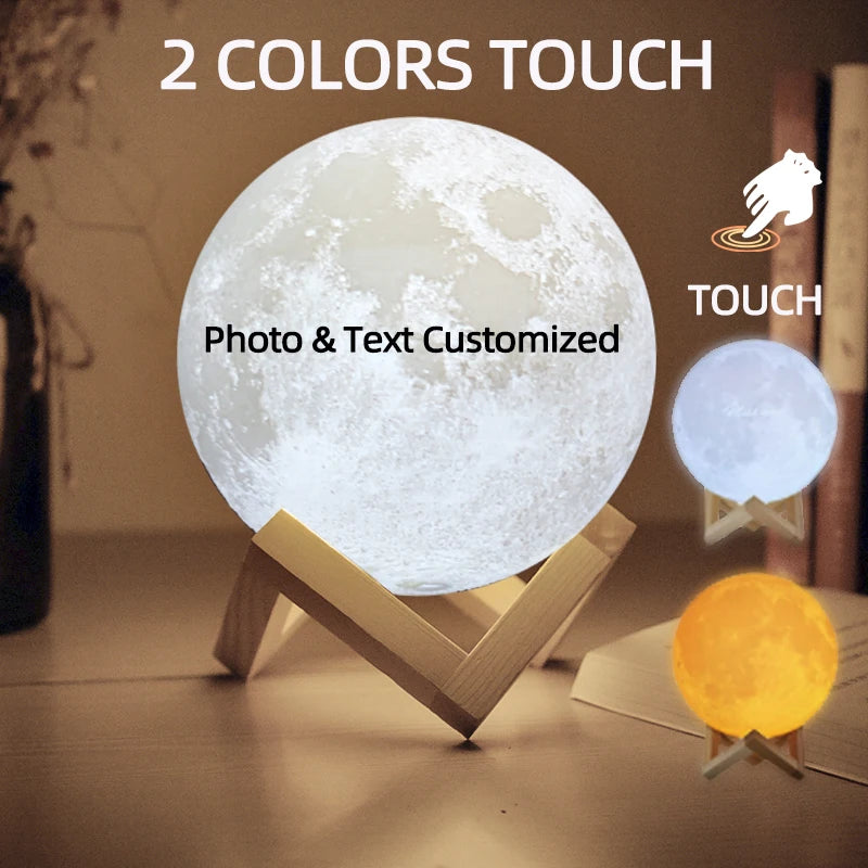 Printing Moon Lamp Customized Photo Text Night Light USB Rechargeable