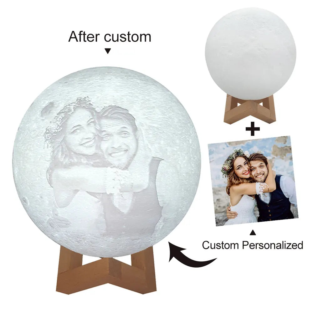 Printing Moon Lamp Customized Photo Text Night Light USB Rechargeable