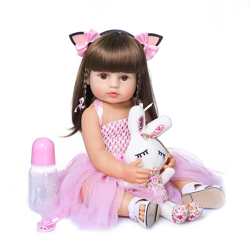 Full Body Soft Silicone Popular Sweet Face Reborn Toddler Baby Girl Doll