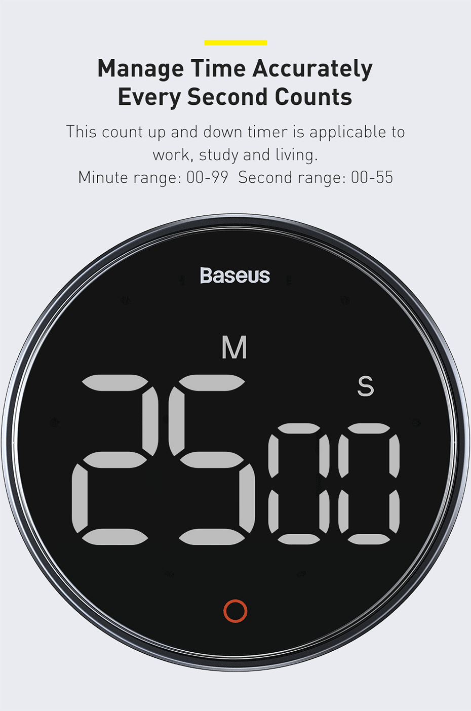 Baseus Digital Kitchen Timer Magnetic Countdown Alarm Clock