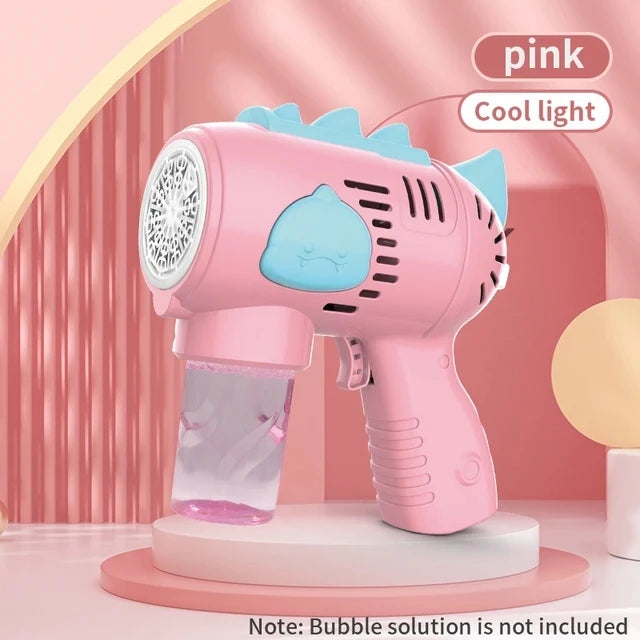 Kids Holes Electric Bubble Gun Automatic Soap Blower With Light