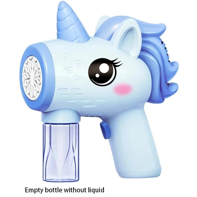 Kids Holes Electric Bubble Gun Automatic Soap Blower With Light