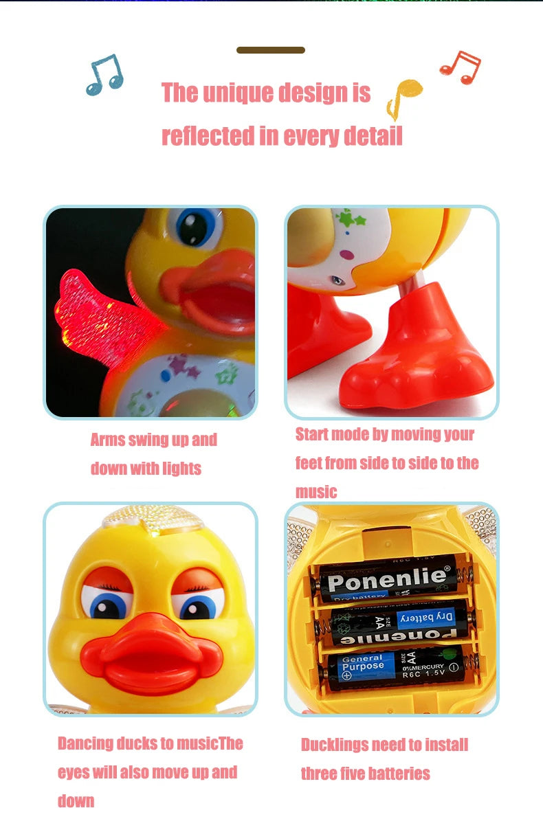 Electric Dancing Duck Funny Blink Eyes Flashing Light Shak Gift