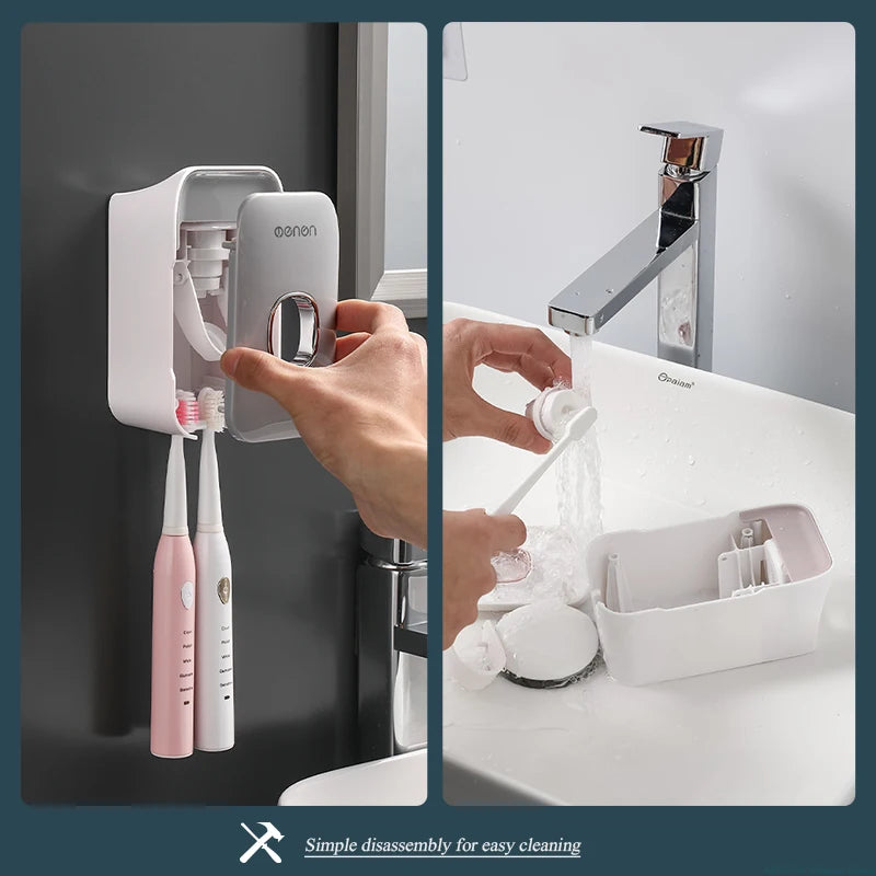Automatic Toothpaste Dispenser Squeezer With Toothbrush Holder