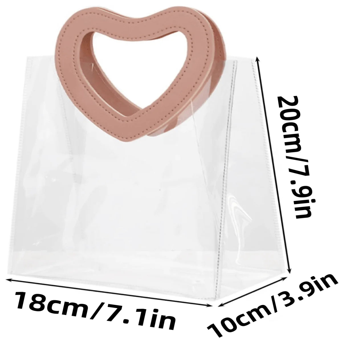 Gift Bag With Heart-shaped Handles,Bridal Party,Clear Gift Bag,Heart Shape