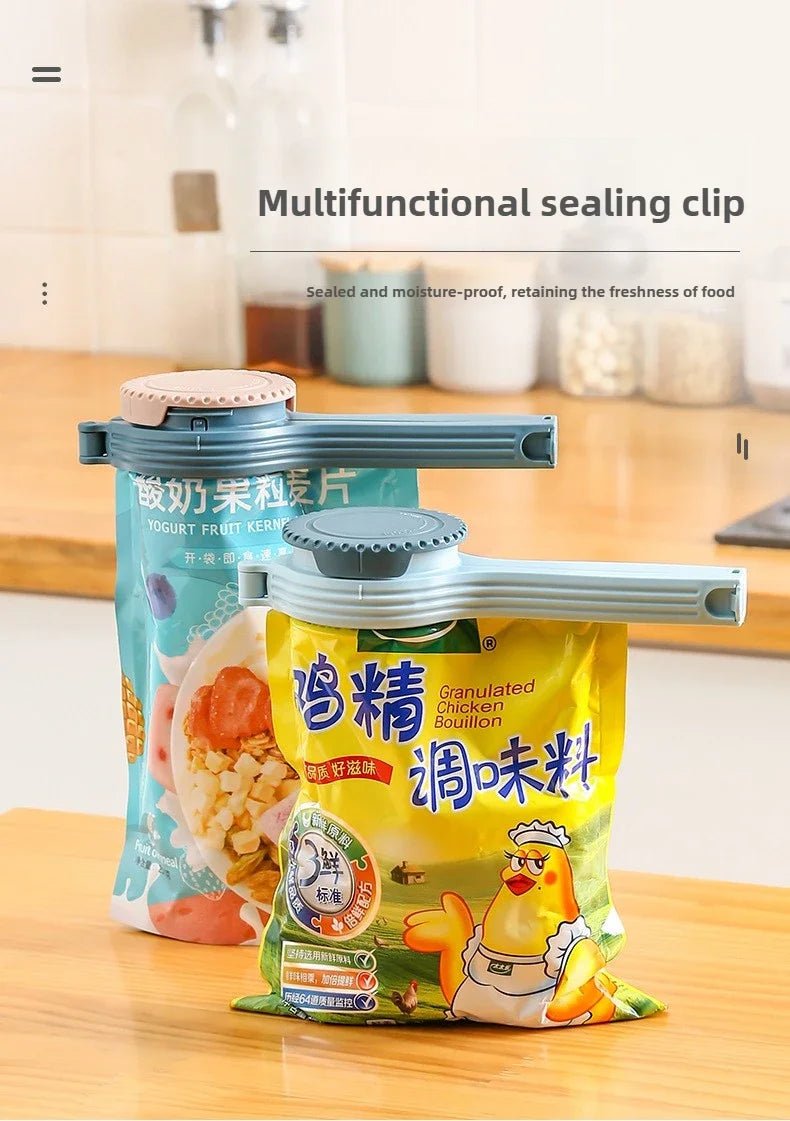 2pcs Food Storage Bag Sealing Clips Plastic Cap Sealer Clip with Pour Spouts Snack Candy Storage Keep Food Fresh Kitchen Gadgets