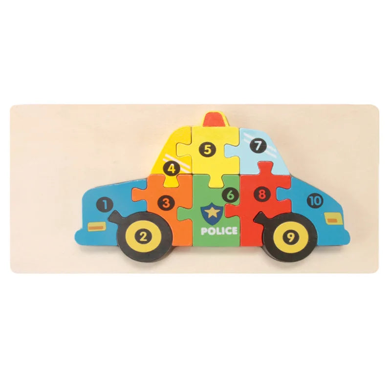 Stereoscopic Montessori Wooden Puzzle Cartoon Dinosaur Animal Shape