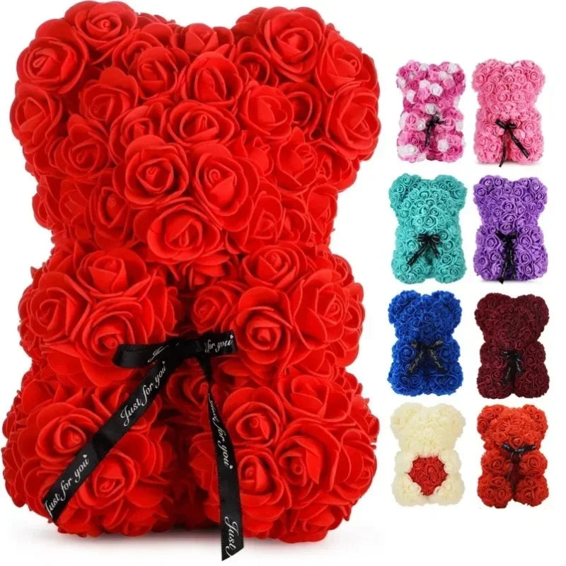 Artificial Flower Eternal Rose Teddy Bear for Gifts & Decorations
