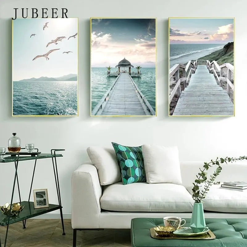 Beach Sea Ocean Poster Wall Art Canvas Painting Home Decoration