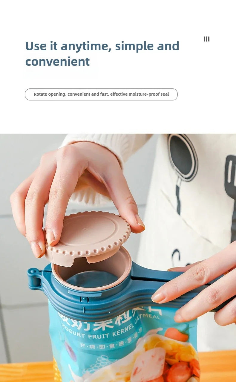 2pcs Food Storage Bag Sealing Clips Plastic Cap Sealer Clip with Pour Spouts Snack Candy Storage Keep Food Fresh Kitchen Gadgets