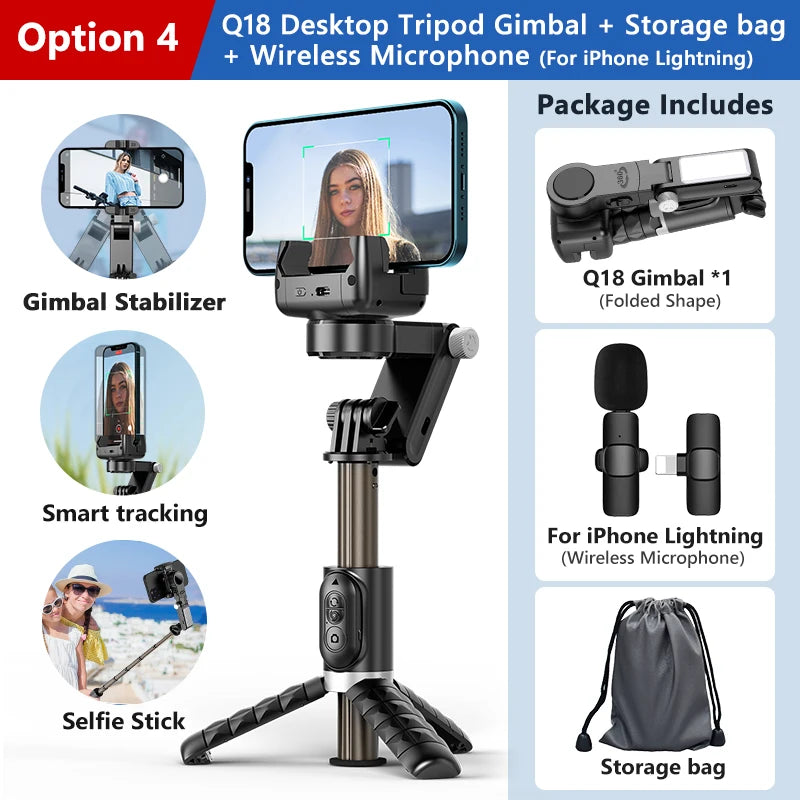 360 Rotation Following Shooting Mode Gimbal Stabilizer Selfie Stick