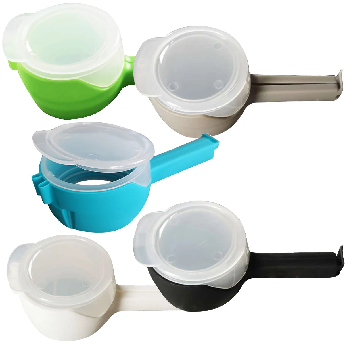 5PCS Sealer Clip With Pour Spouts Food Storage Bag Sealing Clips Plastic Cap Snack Candy Storage Fresh Clamp Kitchen Organizer