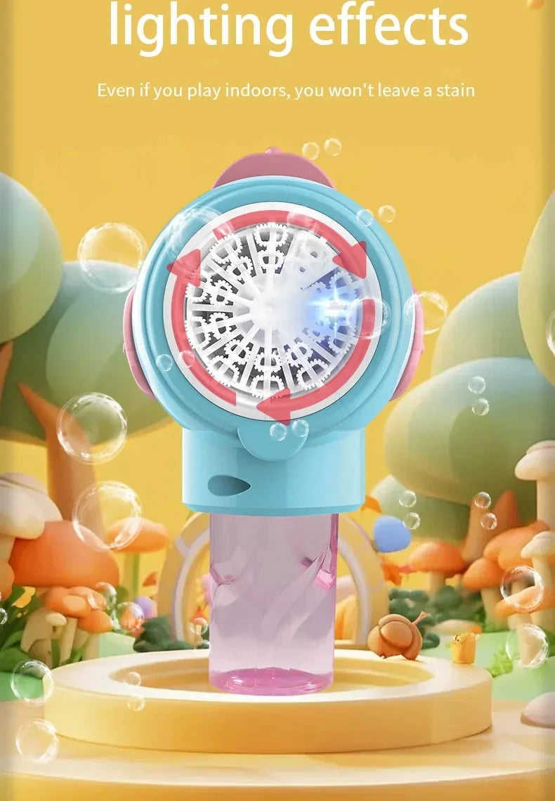 Kids Holes Electric Bubble Gun Automatic Soap Blower With Light