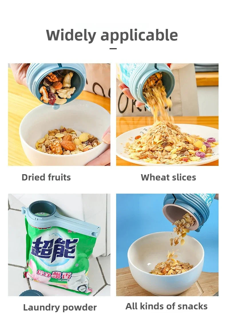 2pcs Food Storage Bag Sealing Clips Plastic Cap Sealer Clip with Pour Spouts Snack Candy Storage Keep Food Fresh Kitchen Gadgets
