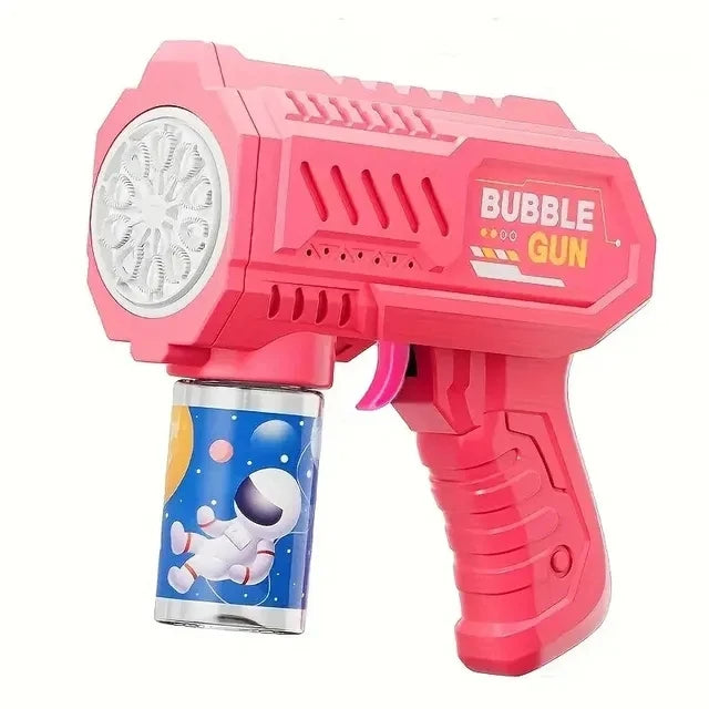 Kids Holes Electric Bubble Gun Automatic Soap Blower With Light