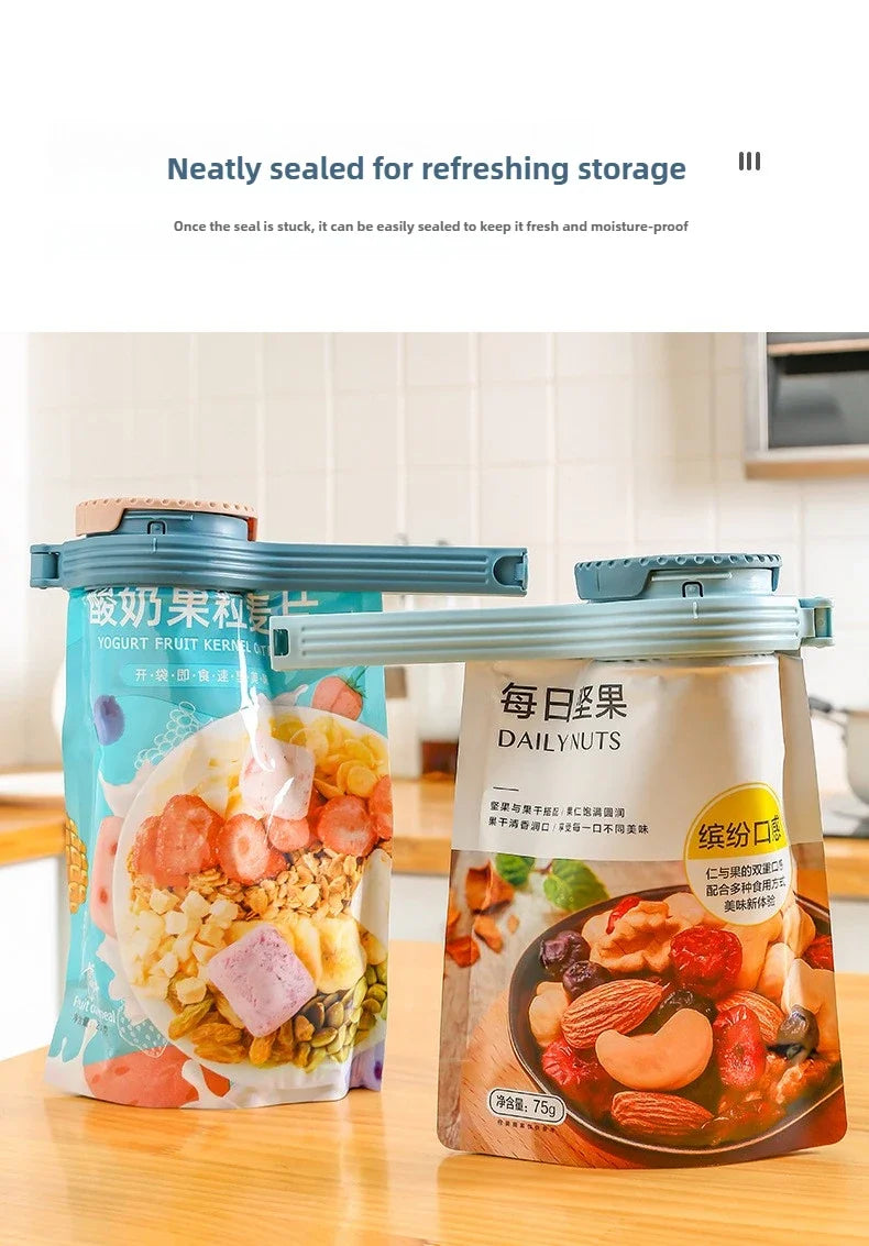 2pcs Food Storage Bag Sealing Clips Plastic Cap Sealer Clip with Pour Spouts Snack Candy Storage Keep Food Fresh Kitchen Gadgets