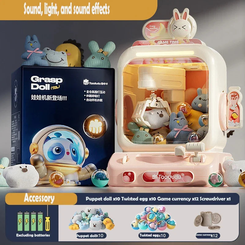 Doll Machine Kids Coin Operated Play Game Mini Claw Catch Toy