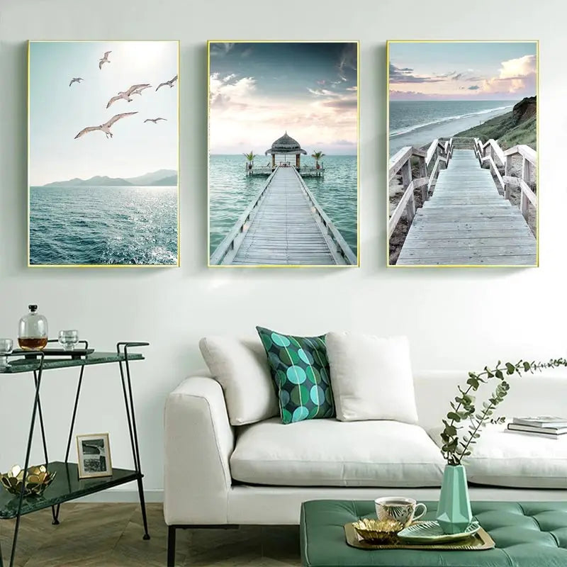 Beach Sea Ocean Poster Wall Art Canvas Painting Home Decoration