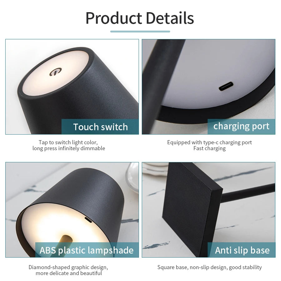 Rechargeable LED Table Lamp Touch Switch Creative Decorative
