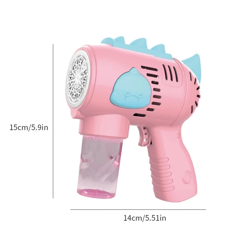 Kids Holes Electric Bubble Gun Automatic Soap Blower With Light
