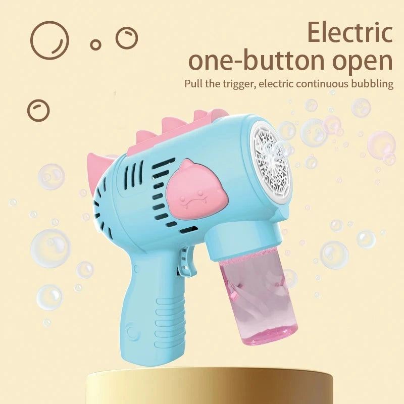 Kids Holes Electric Bubble Gun Automatic Soap Blower With Light