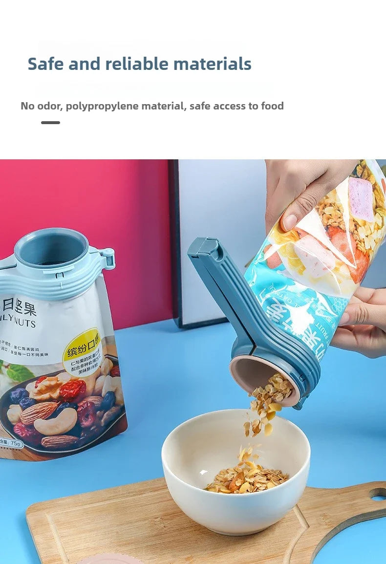 2pcs Food Storage Bag Sealing Clips Plastic Cap Sealer Clip with Pour Spouts Snack Candy Storage Keep Food Fresh Kitchen Gadgets
