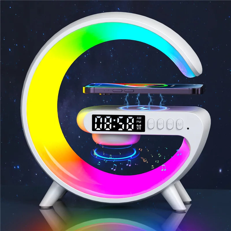 Wireless Charger Pad Stand Speaker TF Card RGB Night Light Lamp