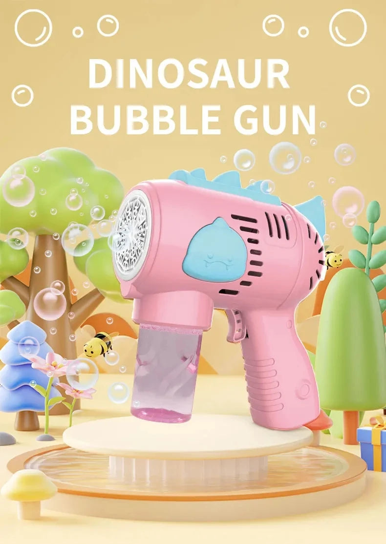 Kids Holes Electric Bubble Gun Automatic Soap Blower With Light