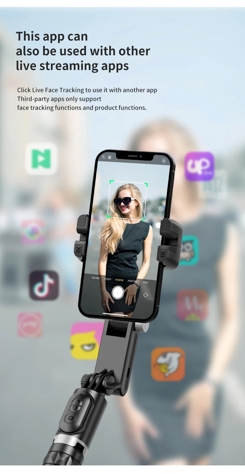 360 Rotation Following Shooting Mode Gimbal Stabilizer Selfie Stick