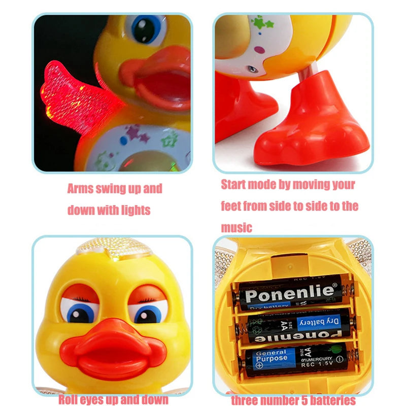 Electric Dancing Duck Funny Blink Eyes Flashing Light Shak Gift