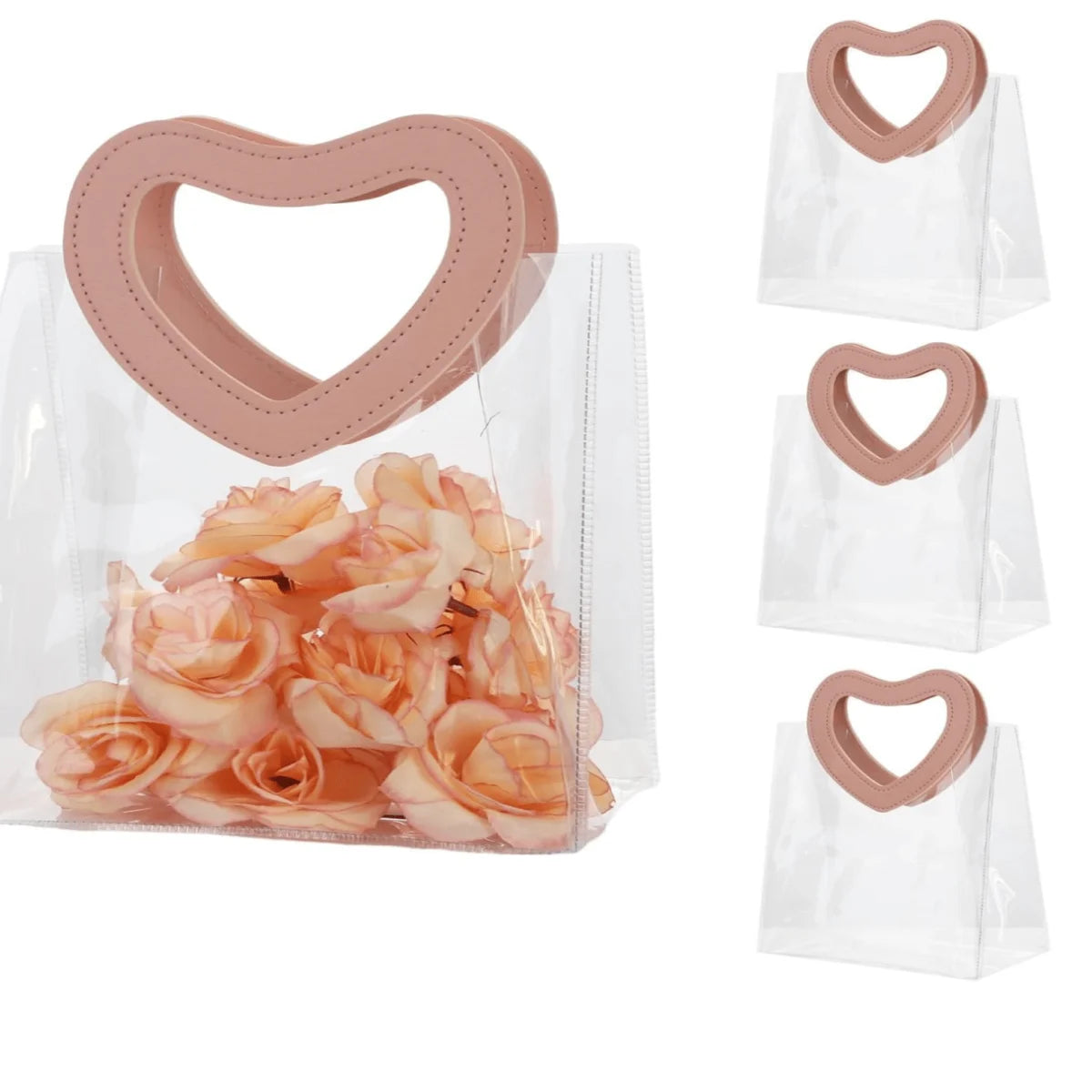 Gift Bag With Heart-shaped Handles,Bridal Party,Clear Gift Bag,Heart Shape