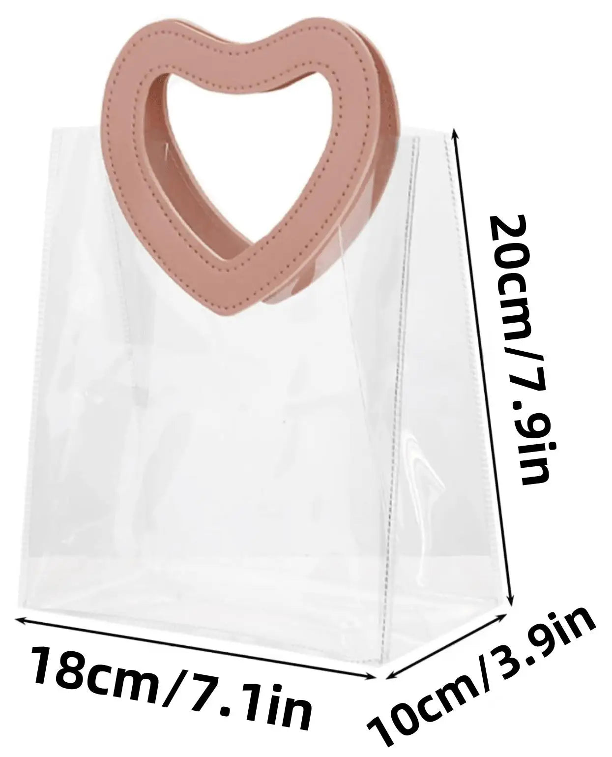 Gift Bag With Heart-shaped Handles,Bridal Party,Clear Gift Bag,Heart Shape