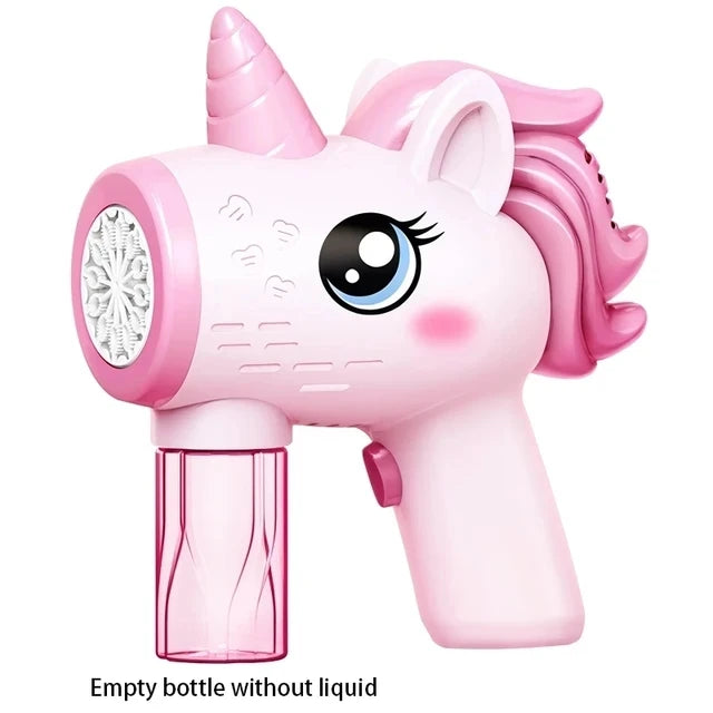 Kids Holes Electric Bubble Gun Automatic Soap Blower With Light