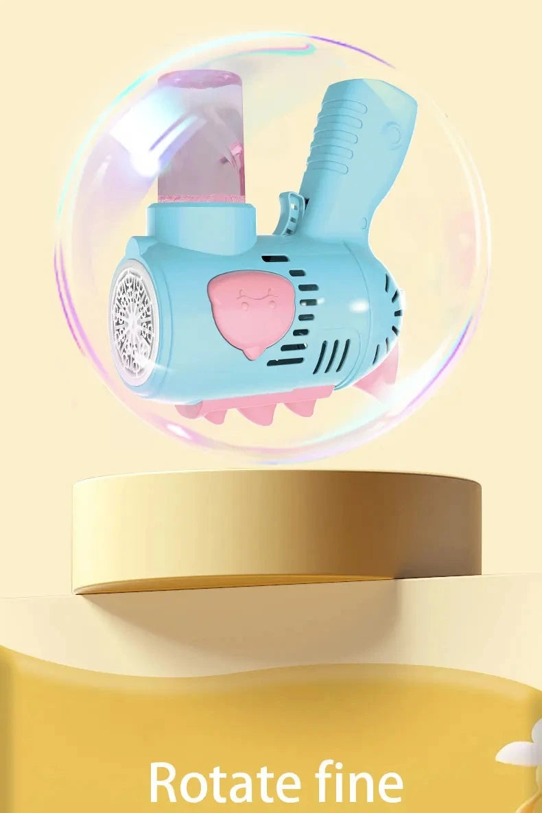 Kids Holes Electric Bubble Gun Automatic Soap Blower With Light