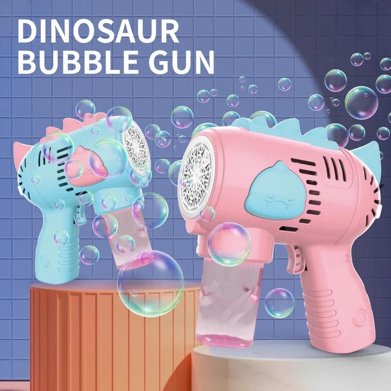 Kids Holes Electric Bubble Gun Automatic Soap Blower With Light