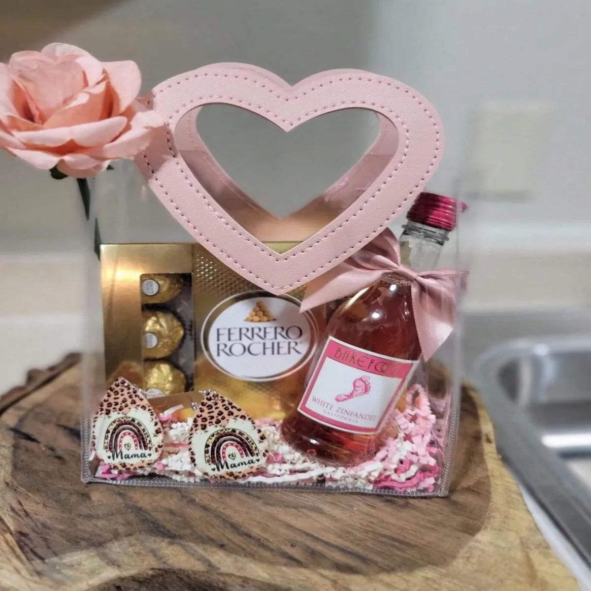 Gift Bag With Heart-shaped Handles,Bridal Party,Clear Gift Bag,Heart Shape