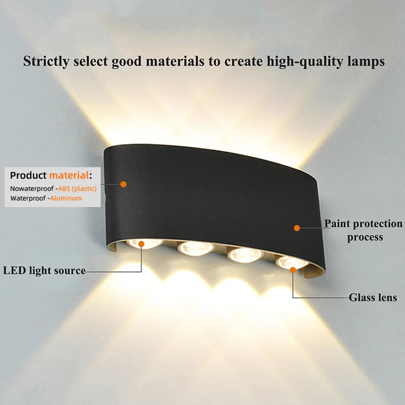 LED Wall Sconces Modern Indoor Outdoor Lamp, White Up Down Wall