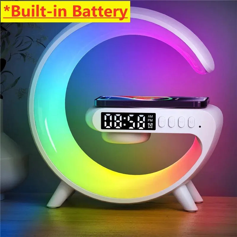 Wireless Charger Pad Stand Speaker TF Card RGB Night Light Lamp