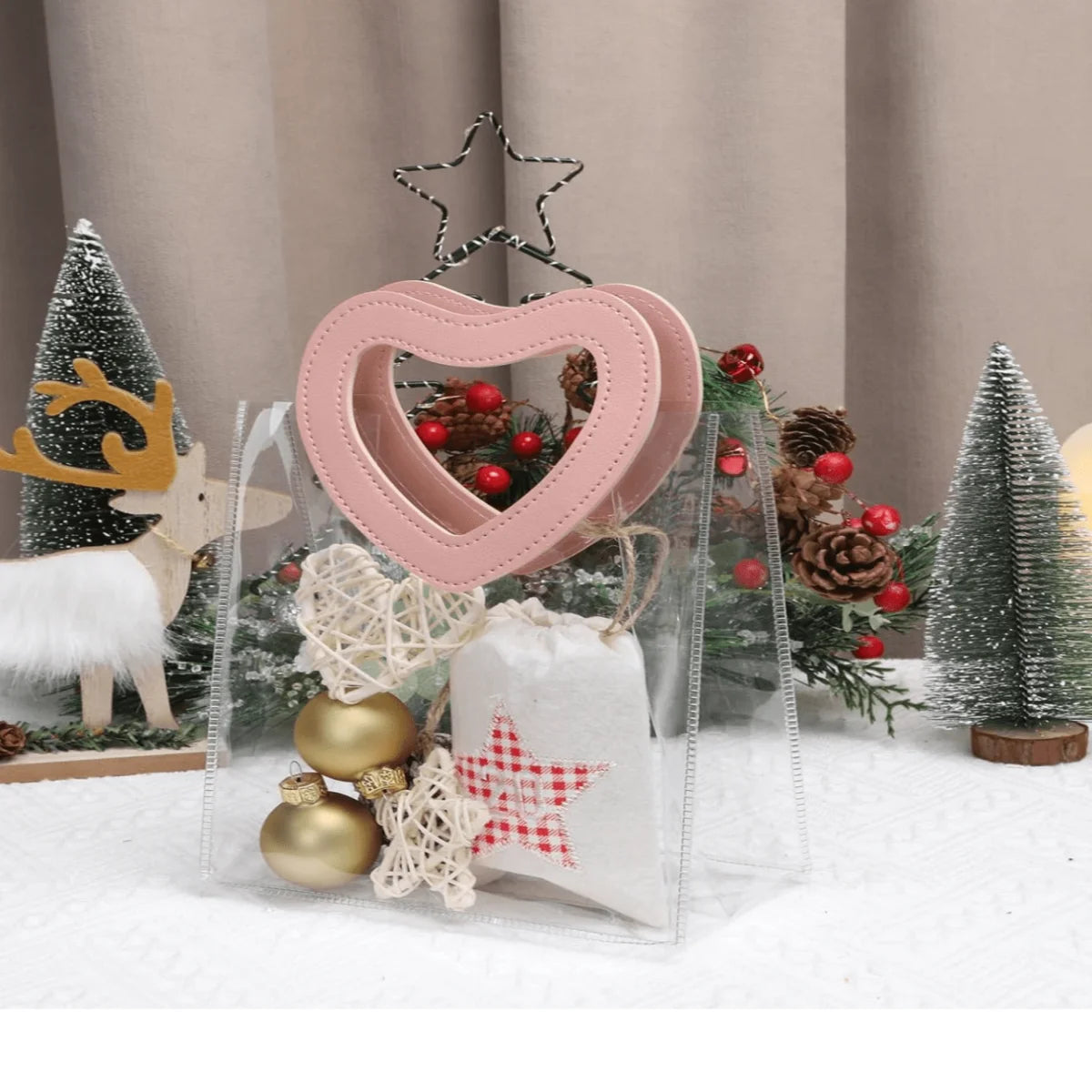 Gift Bag With Heart-shaped Handles,Bridal Party,Clear Gift Bag,Heart Shape