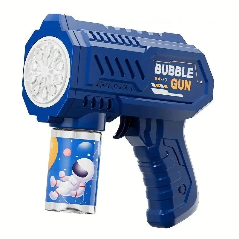 Kids Holes Electric Bubble Gun Automatic Soap Blower With Light