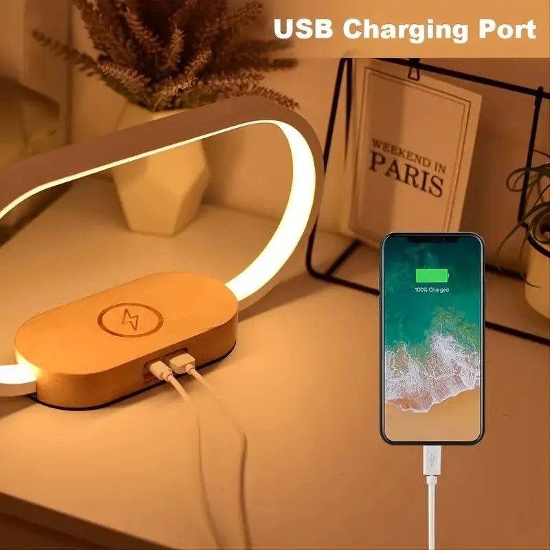 Multifunction Wireless Charger Pad Stand Clock LED Desk Lamp Night