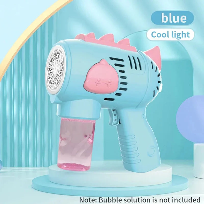 Kids Holes Electric Bubble Gun Automatic Soap Blower With Light