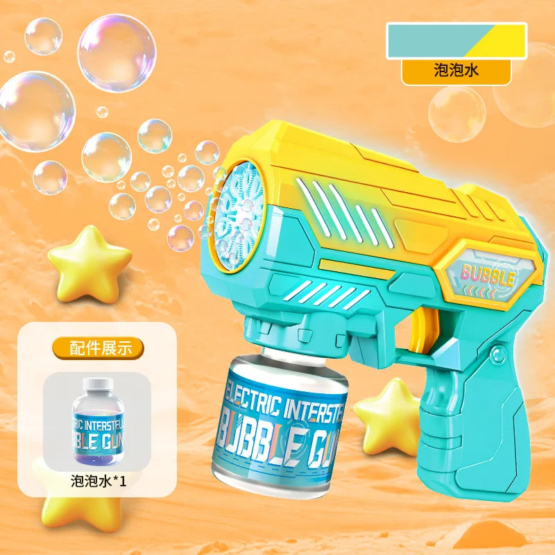 Kids Holes Electric Bubble Gun Automatic Soap Blower With Light