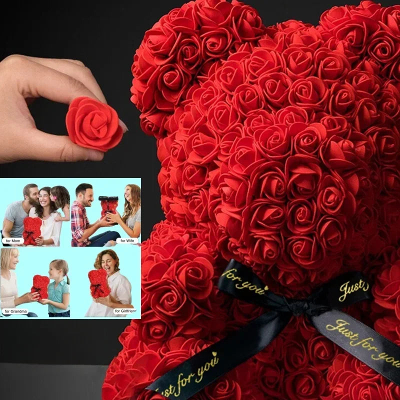 Artificial Flower Eternal Rose Teddy Bear for Gifts & Decorations
