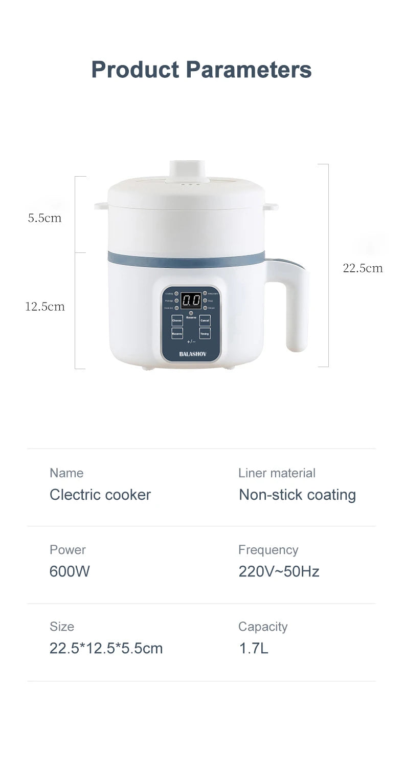 Mini Electric Rice Cooker Household Multicooker Steamer for Kitchen
