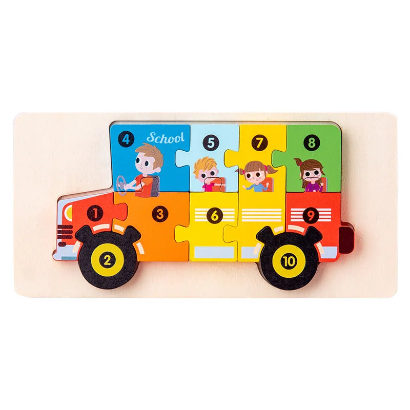 Stereoscopic Montessori Wooden Puzzle Cartoon Dinosaur Animal Shape