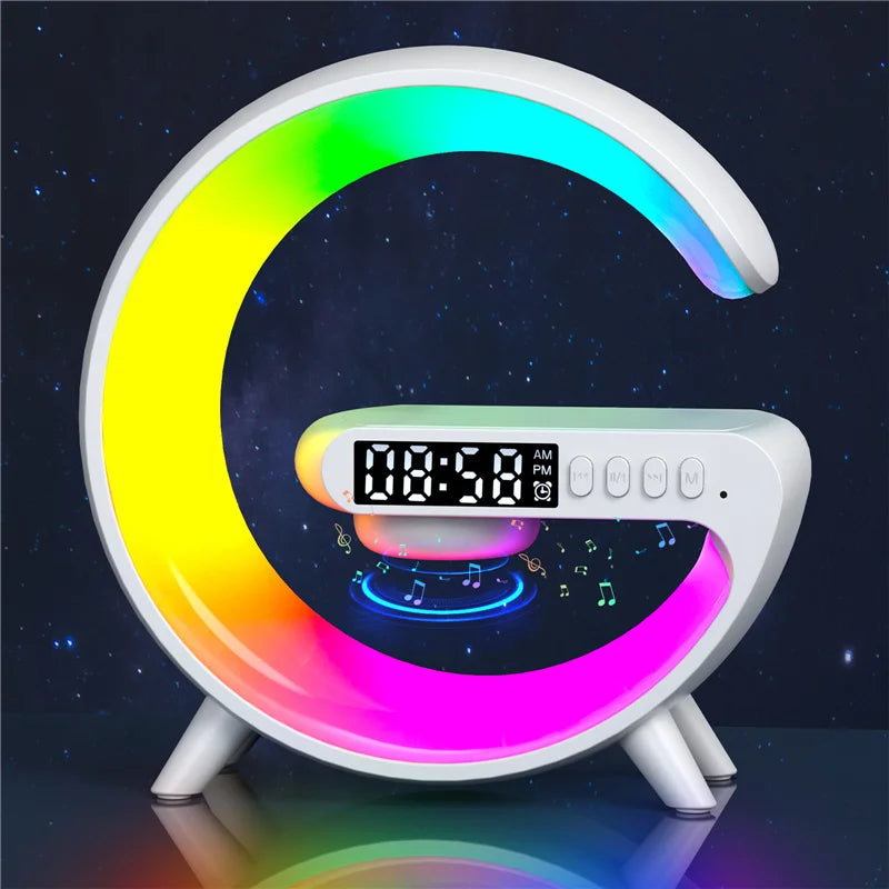 Wireless Charger Pad Stand Speaker TF Card RGB Night Light Lamp