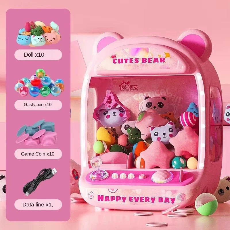 Doll Machine Kids Coin Operated Play Game Mini Claw Catch Toy