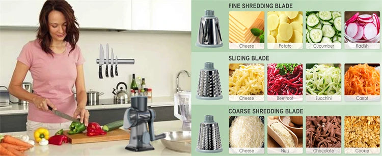 Rotary Cheese Grater Versatile Manual Vegetable Slicer